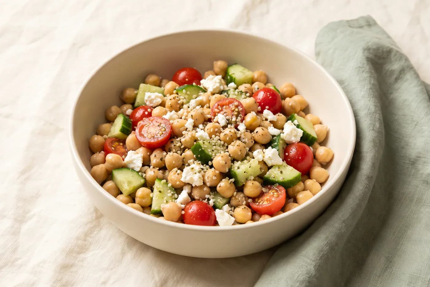 Lemon Feta Chickpea Lunch Bowl