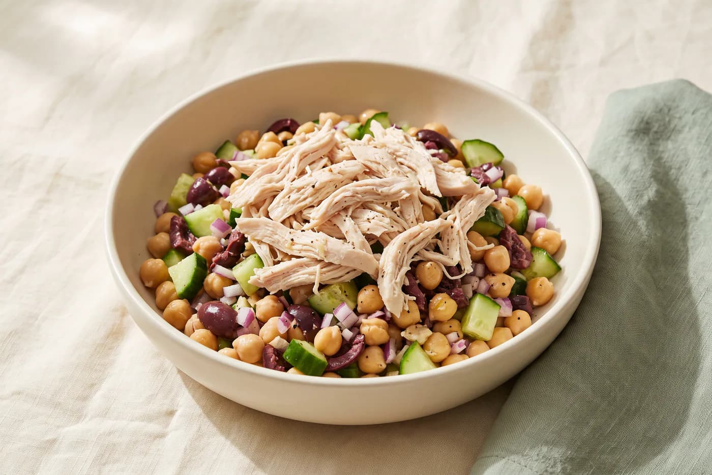 Mediterranean Chicken Chickpea Salad Bowl