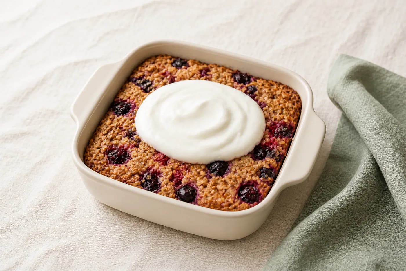Berry Protein Baked Oats with Greek Yogurt