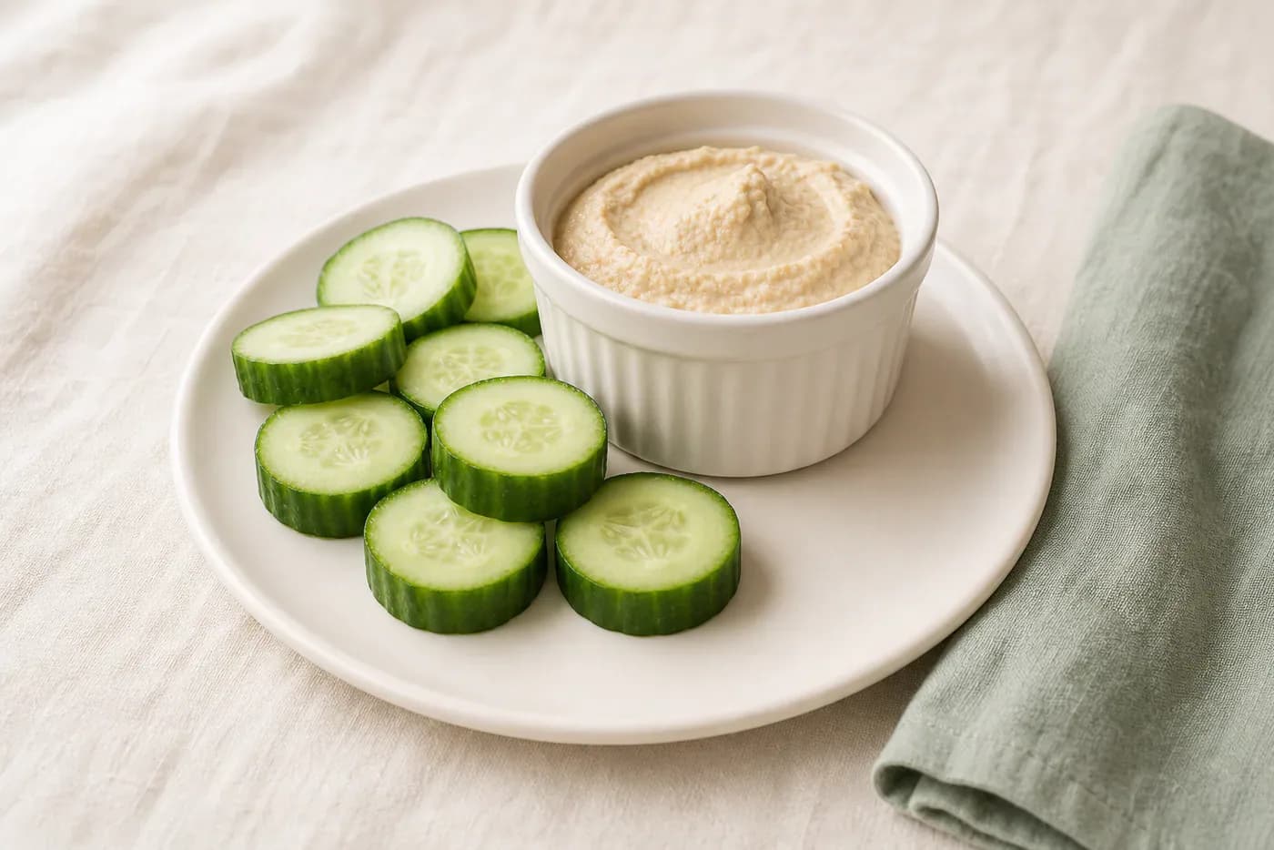 Quick Hummus Cucumber Snack Plate