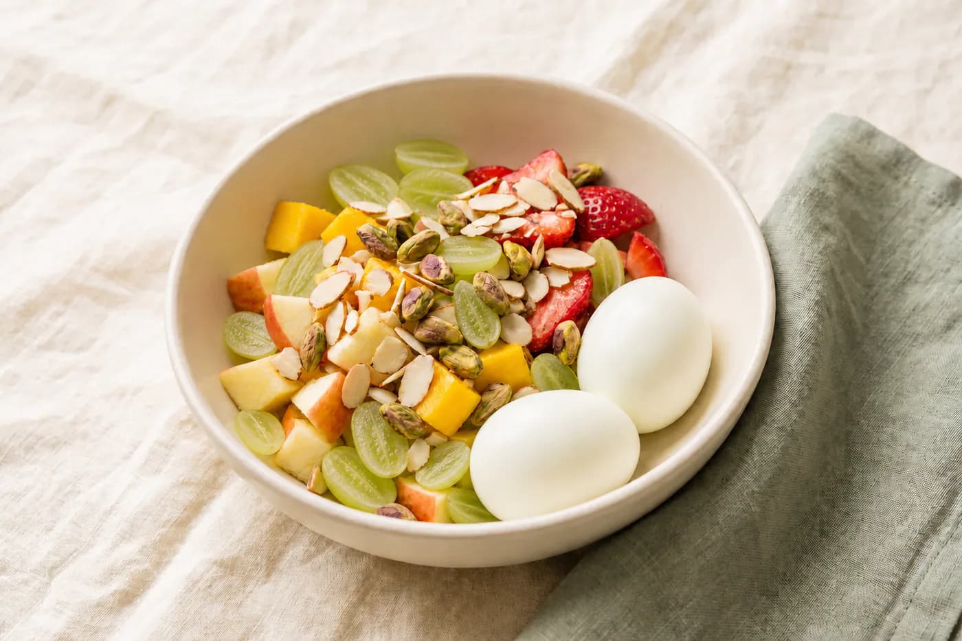 Fruit and Eggs Lunch Bowl with Pistachios