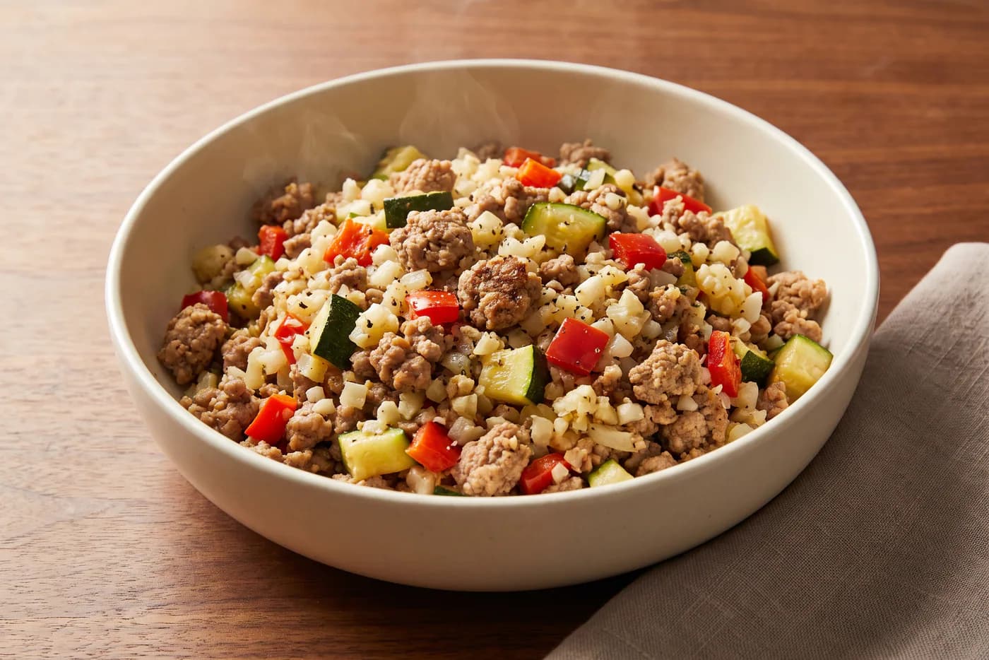 Ground Turkey Cauliflower Rice Skillet