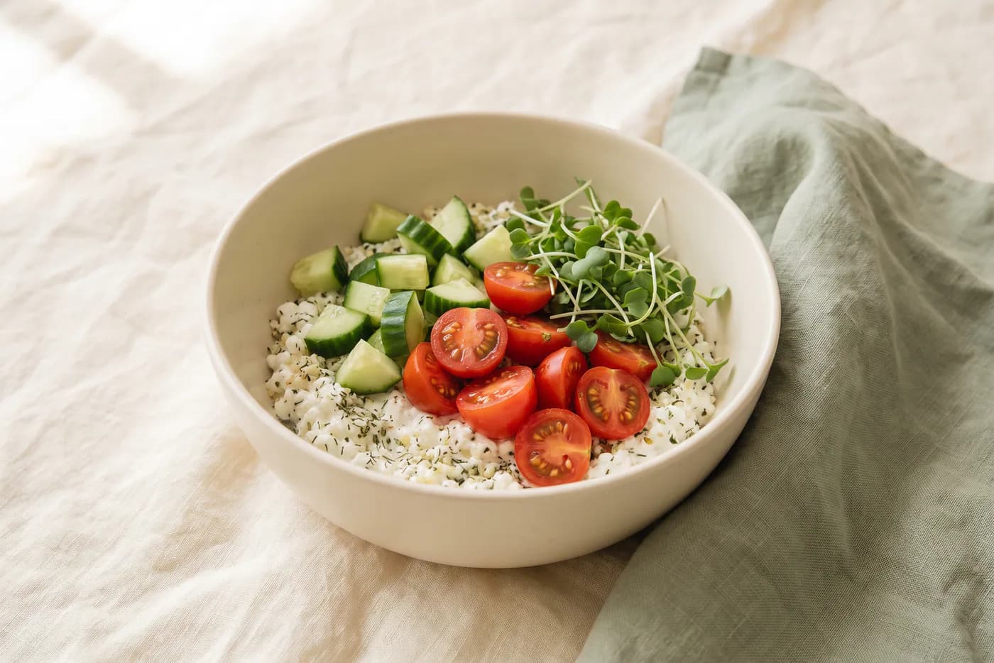 Herby Cottage Cheese Crunch Bowl