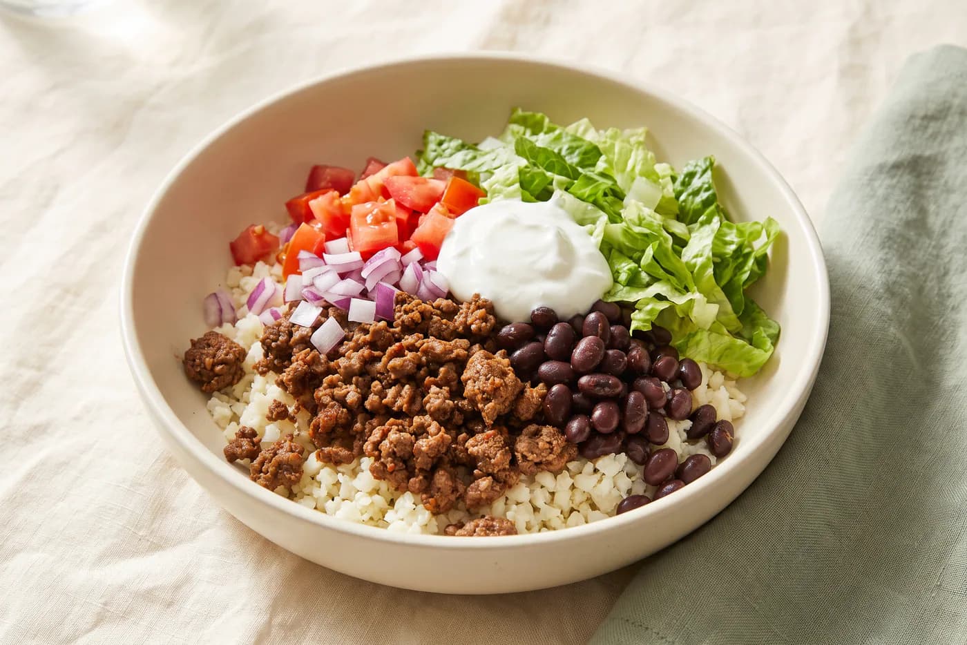 High-Protein Beef and Black Bean Taco Bowl