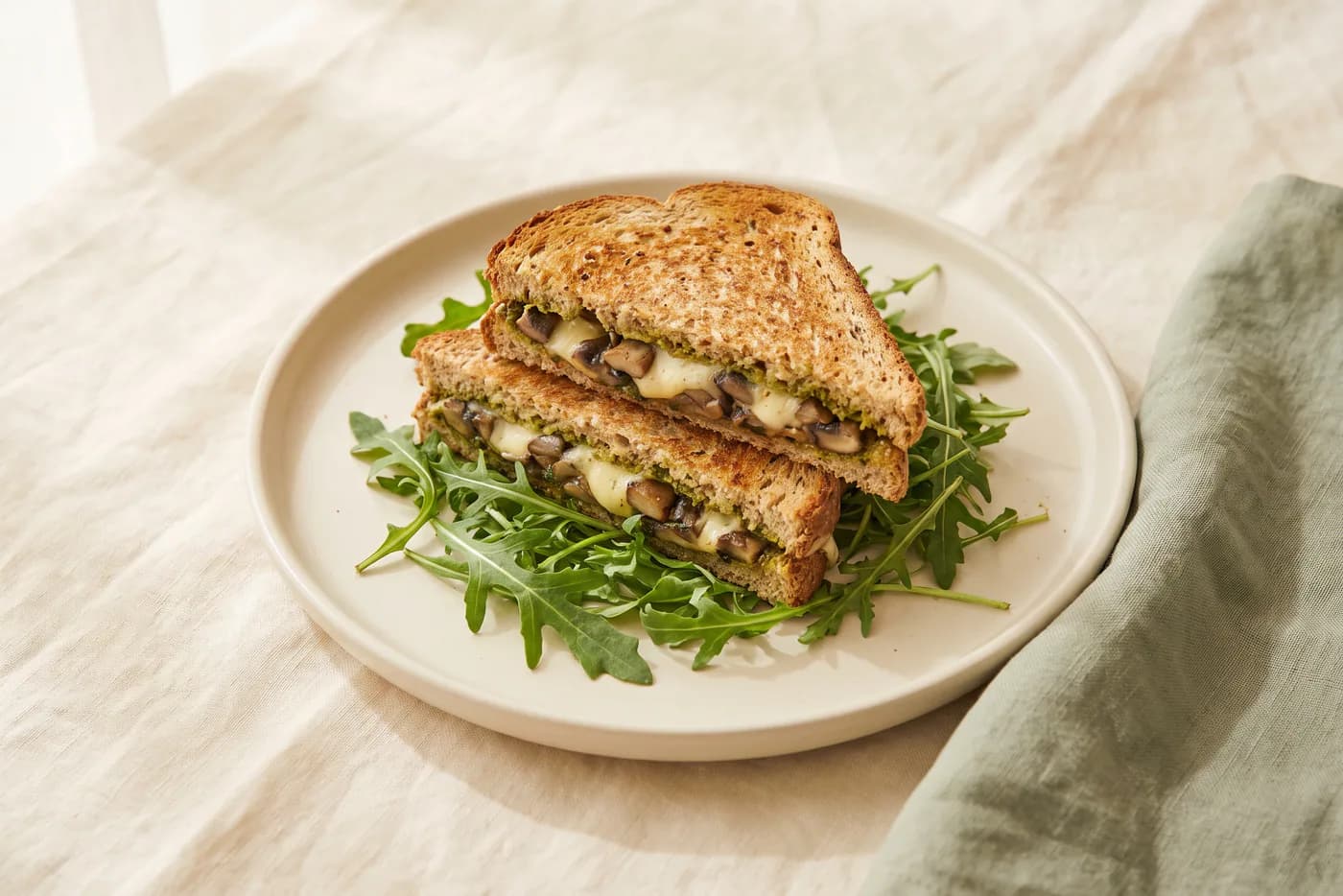 Pesto Mozzarella Mushroom Toastie