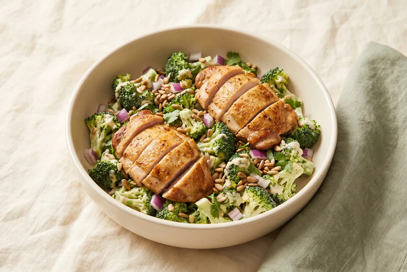 Roasted Chicken Broccoli Salad with Lime Dijon Dressing