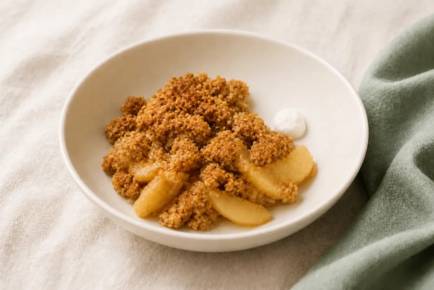 Warm Apple Oat Crisp with Vanilla Yogurt