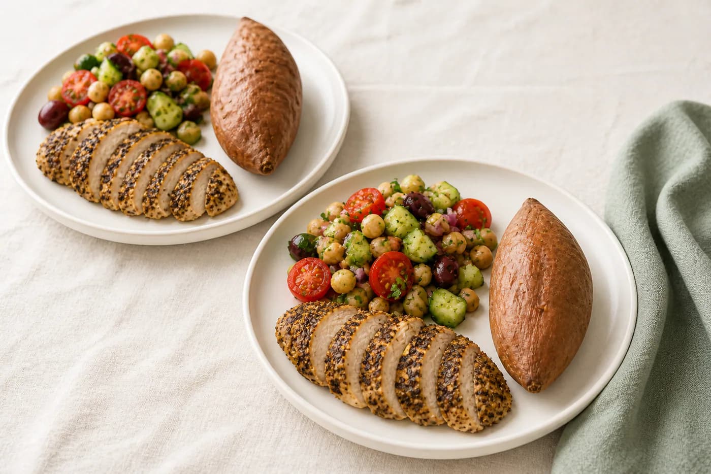 Za’atar Chicken with Sweet Potato Chickpea Salad
